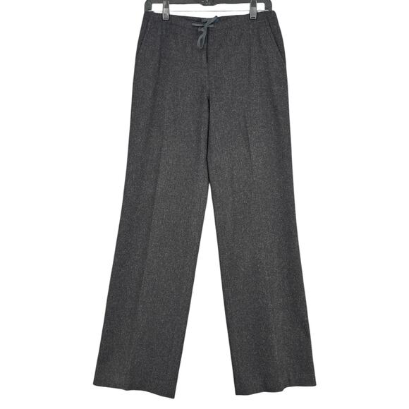 J.Crew Dark Grey Wool Drawstring Waist Side Pockets Wide-Leg Pants Size 2‎ - Picture 1 of 6